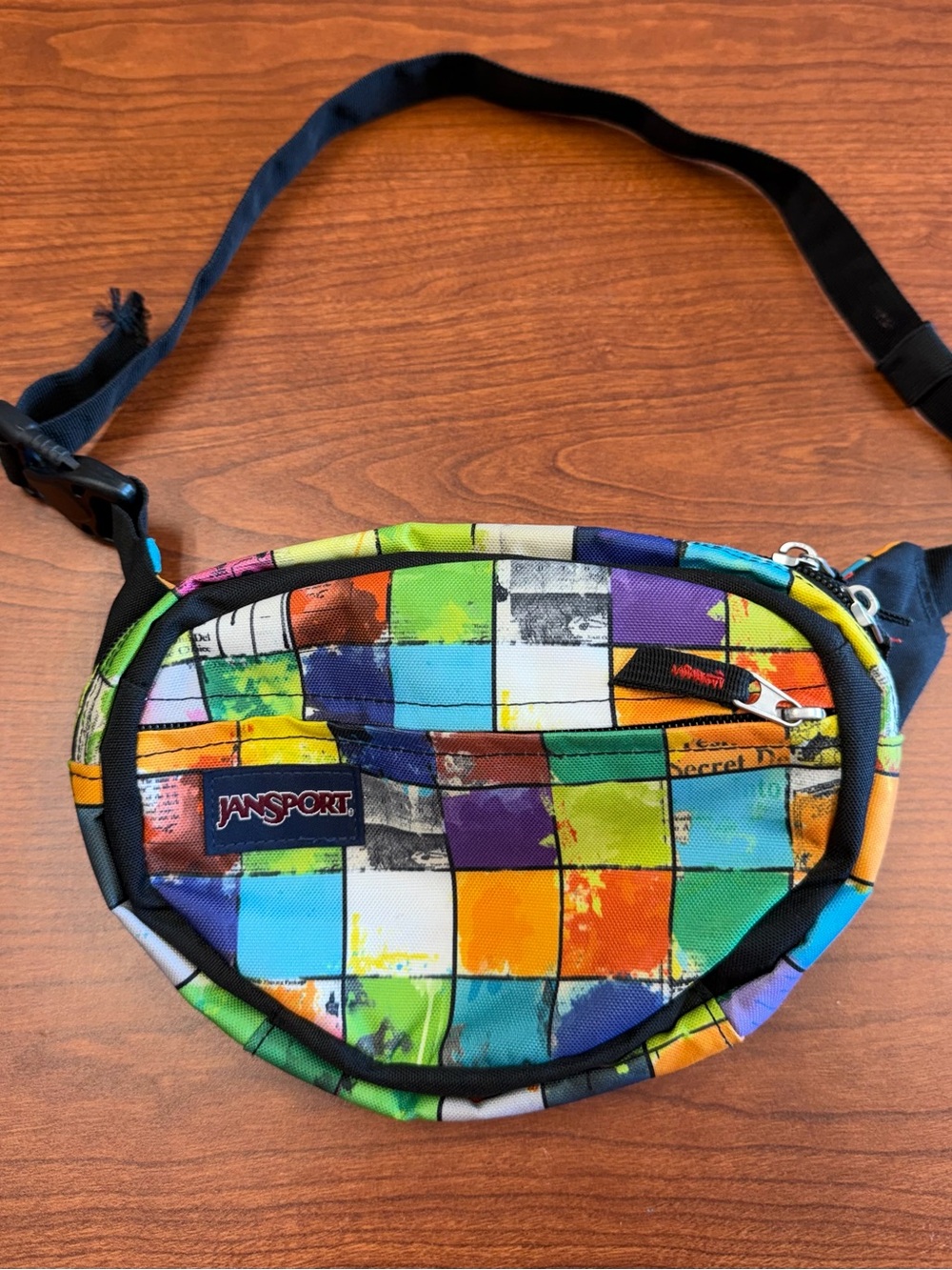 JanSport Colorful Patchwork Fanny Pack Waist Bag Crossbody Vintage Y2K